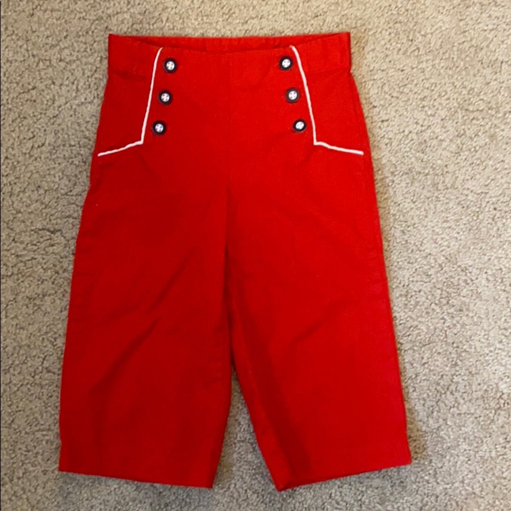 Like New Janie & Jack girls red sailor pants sz 3